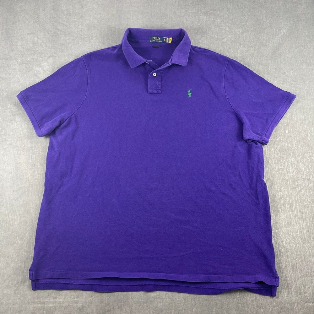 Polo Ralph Lauren Mens XXL Purple Polo Shirt Short Sleeve Classic Fit Pony Logo